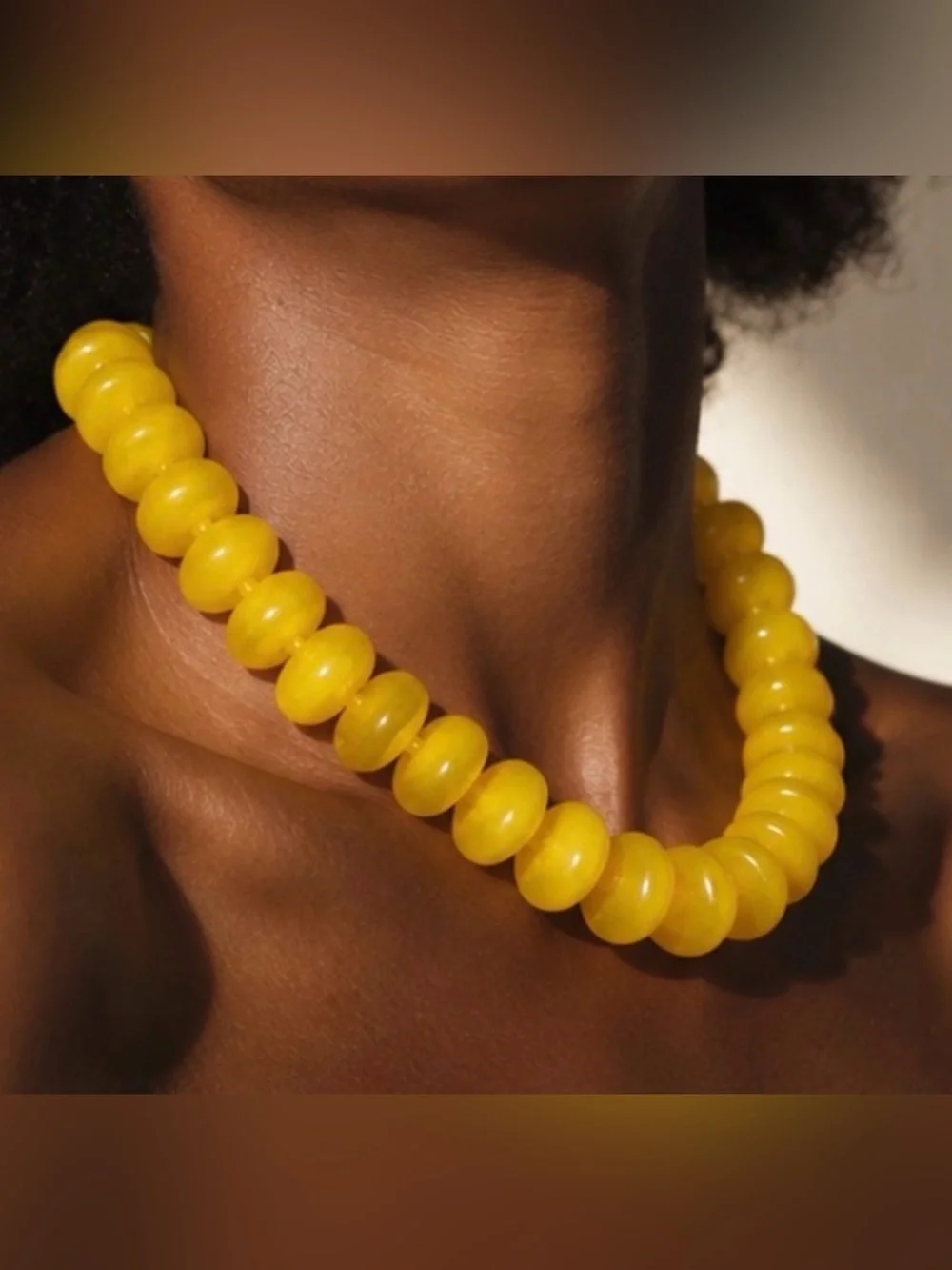 Yellow Statement Chunky Beaded Necklace - Women's Jewelry